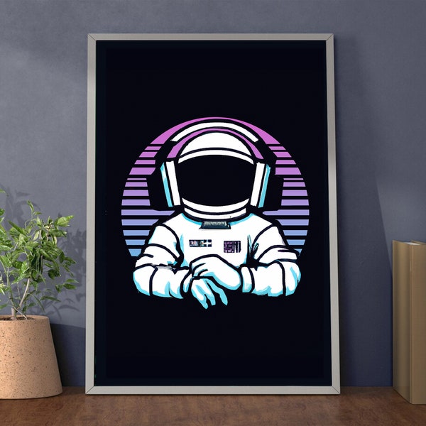 Astronaut Wall Art | Space DJ | Gift For Him | Fantasy digital poster | Astronaut In Space | Instant Download