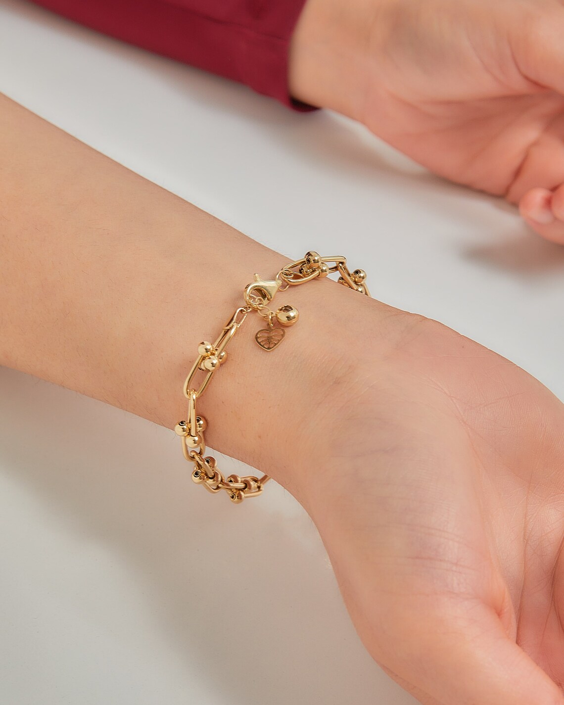 U Link Chain 5 Mm Bracelet 14K Gold Chain Bracelet Chunky Etsy