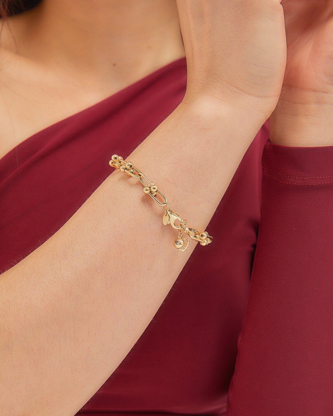 U Link Chain 5 Mm Bracelet 14K Gold Chain Bracelet Chunky Etsy