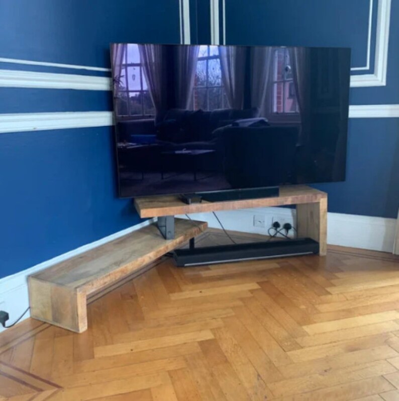 Industrial TV Stand Rustic Solid Wood Media Retro Etsy UK