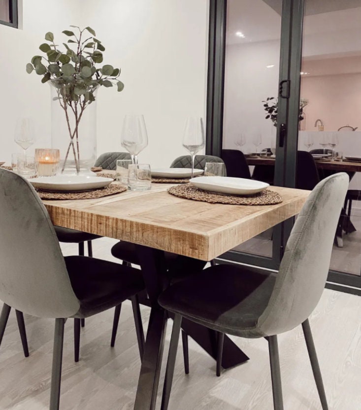 Large Dining Table Rustic Solid Wood Kitchen Furniture Country Etsy UK