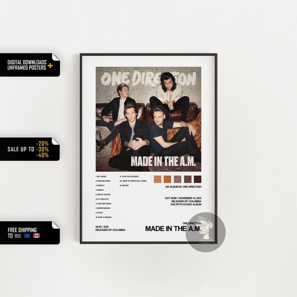 One Direction - Made In The AM - album cover poster - Create Your Own Music Poster, Personalized poster for music lover, Perfect gift