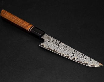 Gyuto knife 160 mm Cu-Mai damascus steel handmade Koa