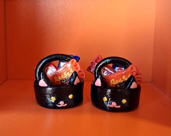 Halloween Black Cat Candy Bucket Clay Earrings