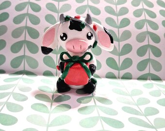 DISCOUNTED Handmade Christmas Holiday Present Cow Sculpture