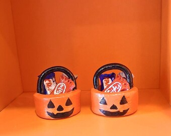 Halloween Trick or Treat Candy Basket Earrings