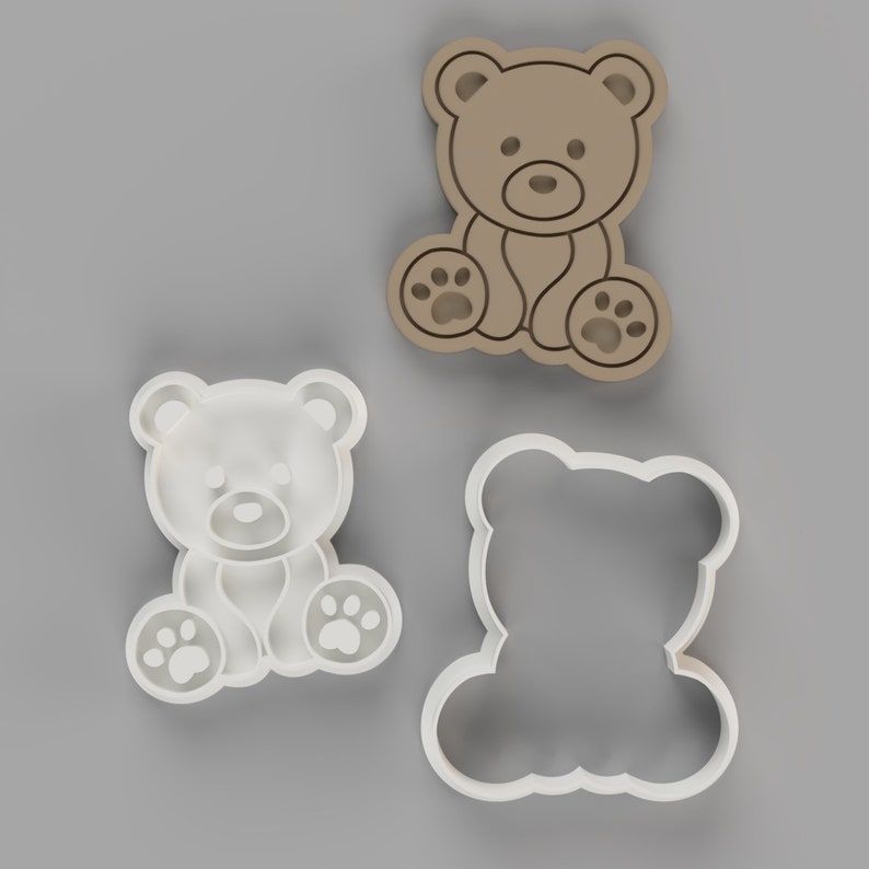 Süßer Teddybär Cookiecutter, Neugeborenen Party Embosser Stamp, entzückender Babyparty-Ausstechform, Küchenzubehör für Fondantdekorationen Bild 1