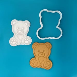Tagliapasta per biscotti a forma di orsetto di peluche, timbro per goffratura per feste di neonati, adorabile tagliapasta per biscotti per baby shower, accessorio da cucina per decorazioni in pasta di zucchero