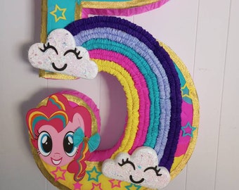 Pony Rainbow piñata para fiesta de cumpleaños 30"x20"x4"