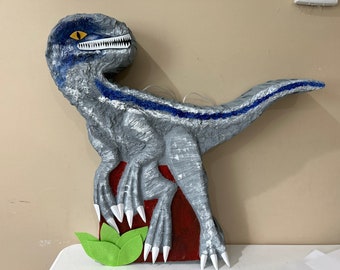 Piñata Jurassic world VELOCIRAPTOR AZUL para fiesta de cumpleaños