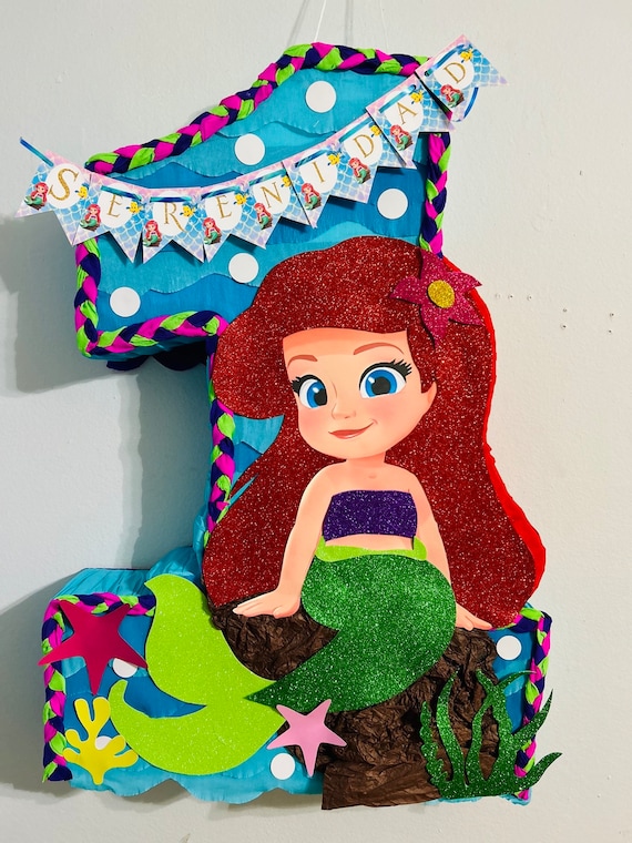 Piñata sirena  Piñata de la sirenita, Fiesta de cumpleaños de ariel,  Cumpleaños de cenicienta