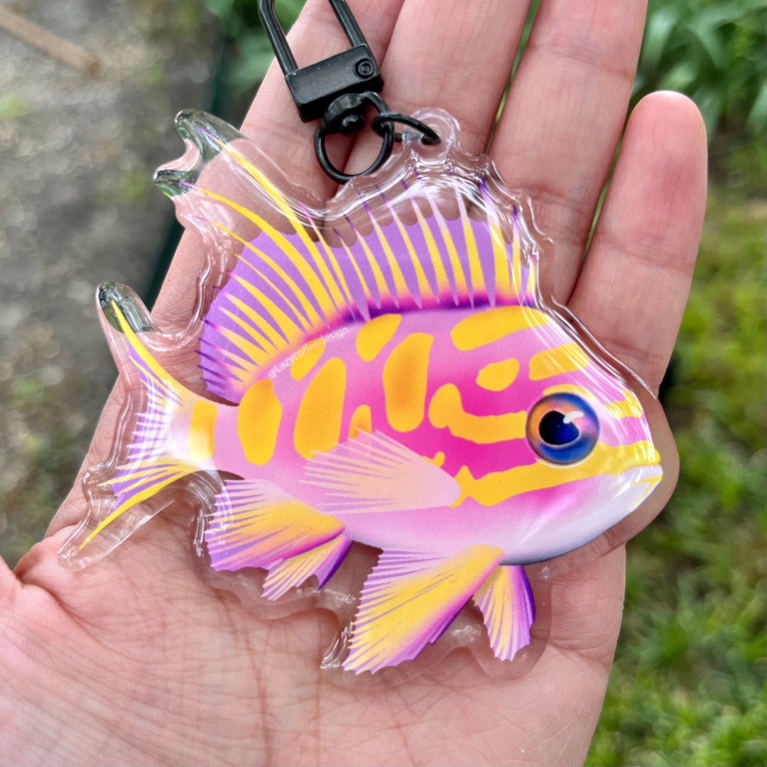 Borbonius Anthias Keychain Charm/ Saltwater Aquarium Reef Fish Art