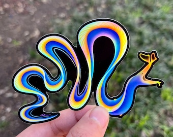 4” Blue Ribbon Eel Holographic Sticker/ Coral, reef and sea animal art for water bottle,  laptop and saltwater aquarium