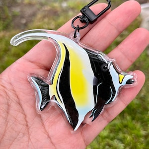 Moorish Idol Keychain Charm/ Saltwater aquarium reef fish art decor