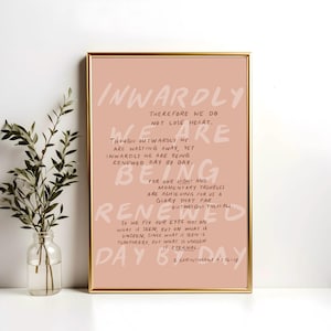 2 Corinthians 4:16-18 Bible Verse Wall Art, Christian Kitchen Wall Print, Bible Calligraphy Decor Art Christian Baptism Housewarming Gift