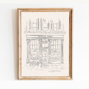 Paris Cafe Skizze druckbare Wandkunst französische Provinz Poster Wohnkultur Architektur Café Frankreich Druck Hampton Style Wandkunst