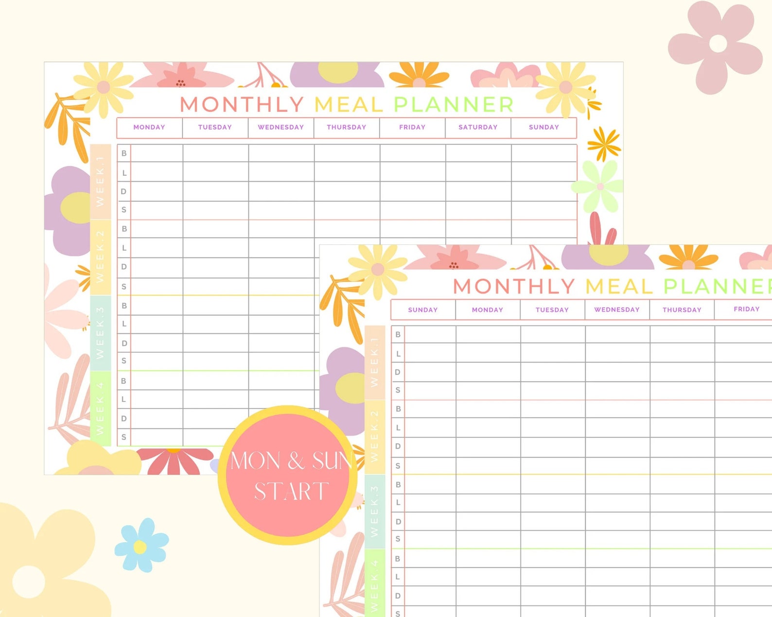 Undated Monthly Weekly Meal Planning Budget Meal Prep Planner Food ...