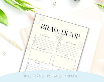 Brain Dump Planner Printable: Priority Matrix, Brainstorming (PDF)