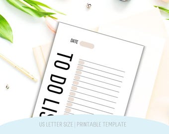 Liste de tâches minimaliste à imprimer : Planificateur de tâches (format Lettre/A4/A5) (Téléchargement numérique)