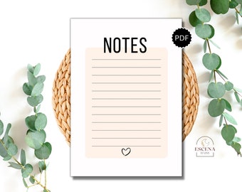 Printable Notes Sheet, Notebook Templates, Printable Paper, Student ...