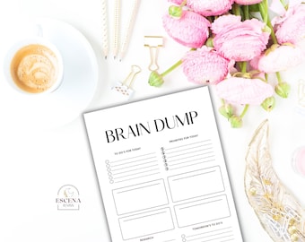 Brain Dump Printable: Tagesplaner, To-Do Liste (PDF Digital Download)