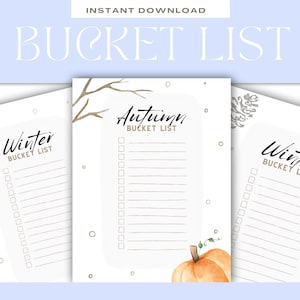 Bucket List Bundle Herbst Winter, To Do Liste, Checkliste, Bucket List Kalender für Paare, Geschenk für Abenteurer Monatliche Bucket List Printable