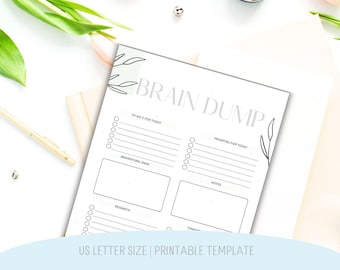 Brain Dump Planner Printable: To-Do List, Priority Matrix (A4, A5, Letter Size) (PDF)