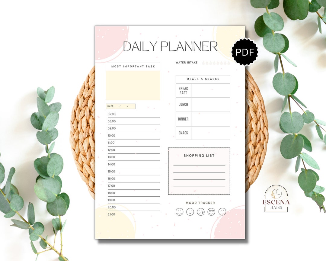 Daily Planner Printable: Self Care Productivity Tracker (PDF Digital ...