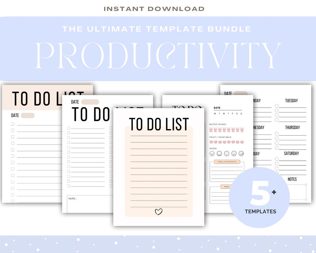 Productivity Planner Bundle | Printable To-do List | Digital Weekly ...