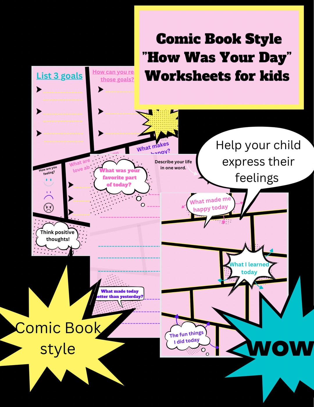 Kids Worksheet Kids Digital Planner Girls Digital Worksheet Goodnotes Template Digital Comic