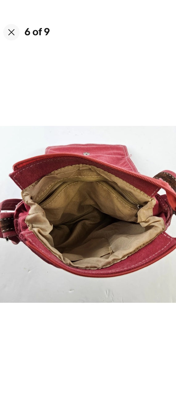 Red Brown Denim Shoulder Bag Lace up Sneaker Deta… - image 4