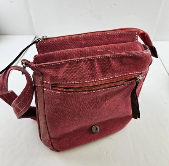Red Brown Denim Shoulder Bag Lace up Sneaker Deta… - image 2