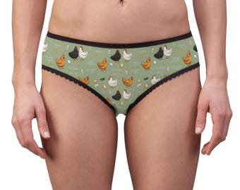 Sage Green Chicken Math Briefs – Hens and Eggs All-Over Print Underwear