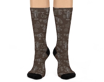 Honeybee Anatomy Cushioned Crew Socks — Educational Bee Diagram Socks