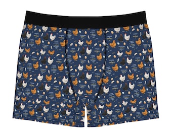 Chicken Math Navy Blue Boxer Briefs Men Novelty Chicken Print Underwear