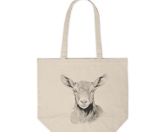 Baby Goat Canvas Shopping Tote - Rustic Farmhouse Design