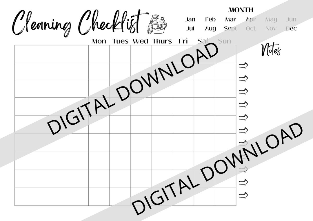 Cleaning Checklist // Printable and Digital Friendly - Etsy