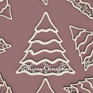 Christmas Tree Ornament Laser Cut Files: Merry Christmas DXF SVG AI (Digital Download)