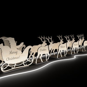 Santa Sleigh and Reindeer Laser Cut Files: Christmas Tabletop Decor ...