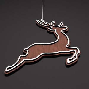 Reindeer Christmas Ornament Laser Cut Files Hanging Christmas Tree Decorations Vector Glowforge | SVG, DXF, AI |