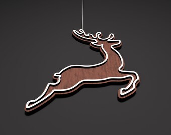Rendierkerstversiering lasergesneden bestanden: SVG DXF AI
