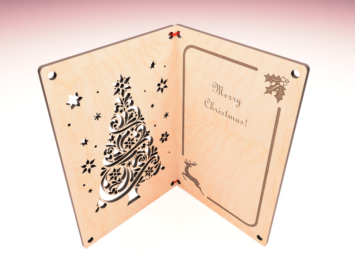 Christmas Card Laser Cut Files Personalized Gift Vector Bundle Etsy