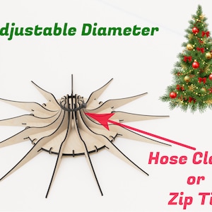Laser Cut Christmas Tree Stand Adjustable Diameter Thickness 3mm (0.125 in) SVG,DXF,DWG,Ai,Pdf Files Plywood Pole Stand Base Holding Leg