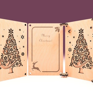 Arquivos de corte a laser para cartão de Natal Pacote de vetores de presente personalizado Cartão postal personalizável Glowforge | SVG, DXF, AI |