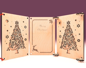 Laser Cut Christmas Card Files: Customizable Vector Gift (SVG, DXF, AI)
