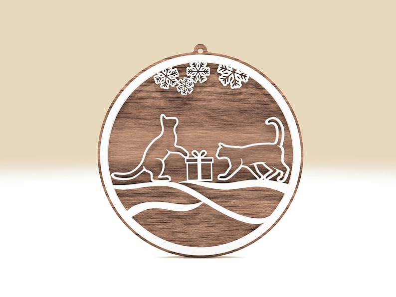 Cat Christmas Ornament Laser Cut Files Hanging Christmas Tree Etsy