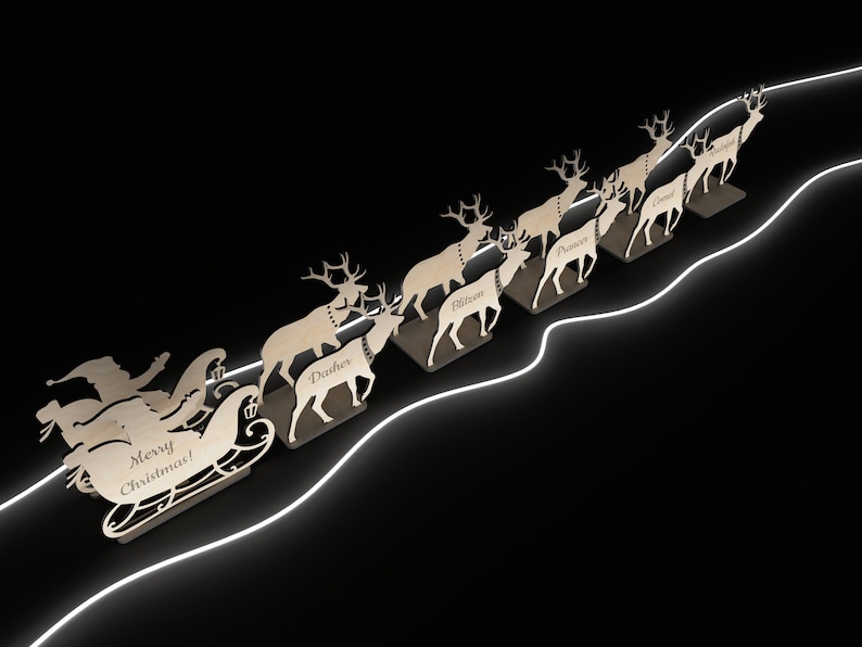Santa Sleigh and Reindeer Laser Cut Files: Christmas Tabletop Decor ...