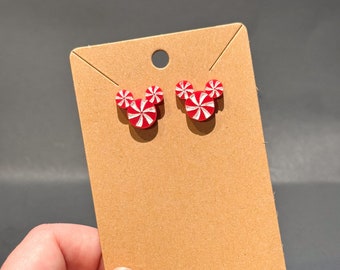 Holiday peppermint mouse earrings
