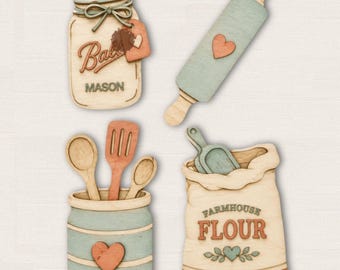 Vintage Kitchen 2  SVG Laser Cut Patterns  | Retro Kitchen Motifs, Farmhouse Decor / Digital Download