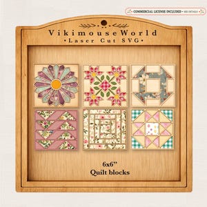 Quilt Block SVG Bundle Laser Cut File, 6 inch magnets